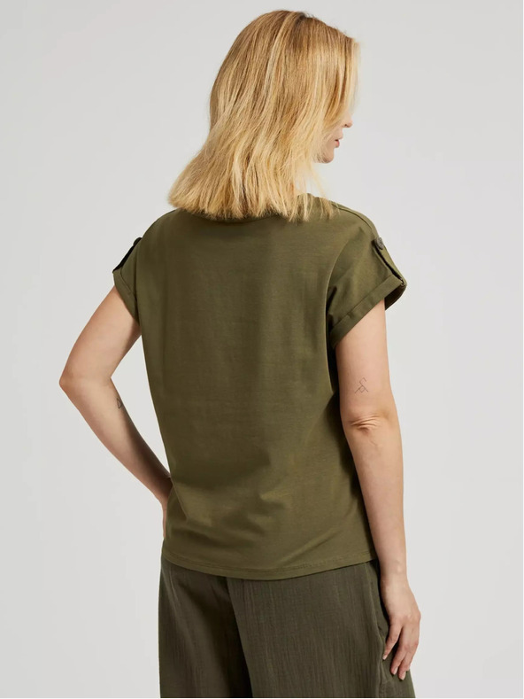 Moodo Zöld póló zsebbel és rövid ujjal Moodo