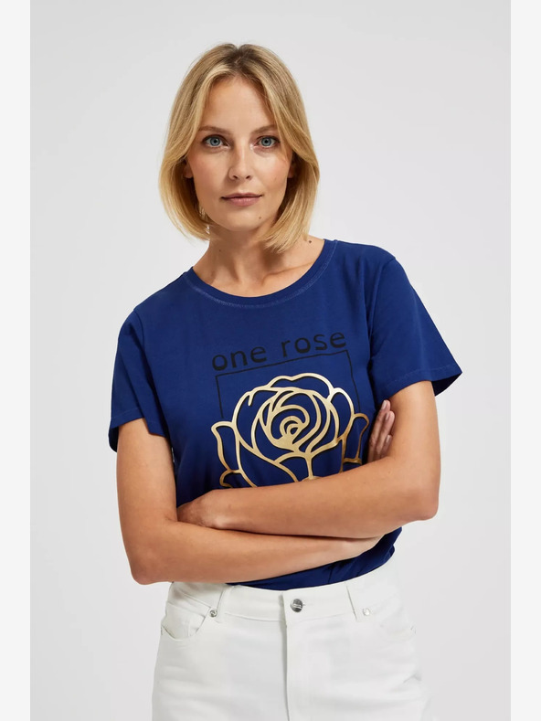 Moodo Moodo sötétkék nyomtatott póló