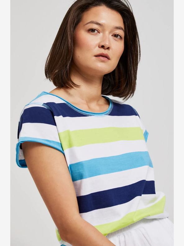 Moodo Fehér és türkizkék póló Moodo