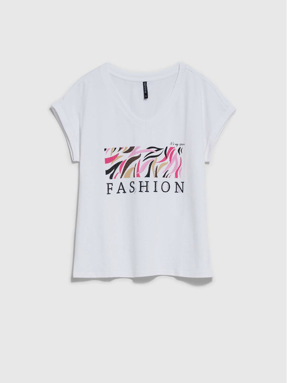 Moodo Fehér női nyomtatott póló Moodo