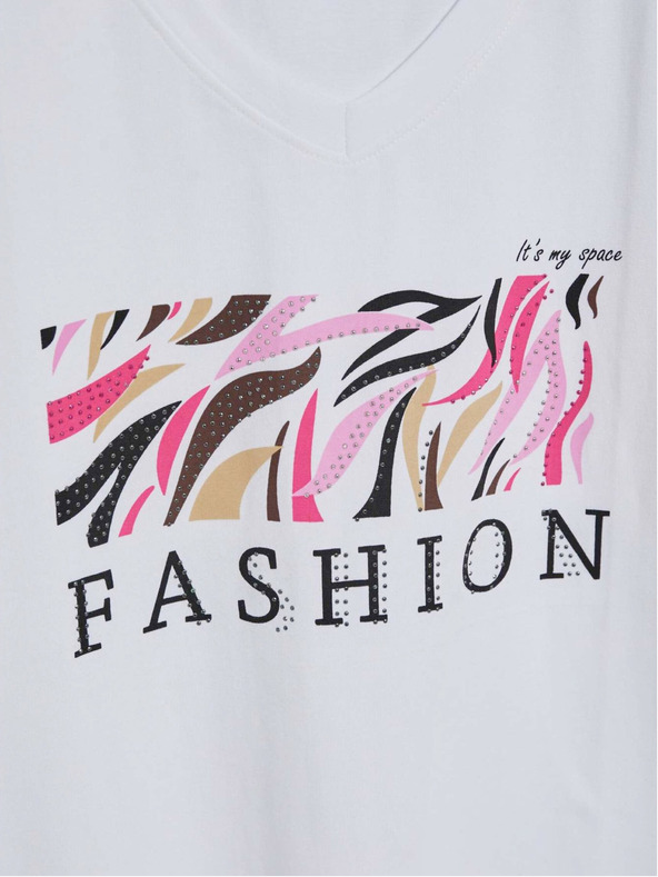 Moodo Fehér női nyomtatott póló Moodo