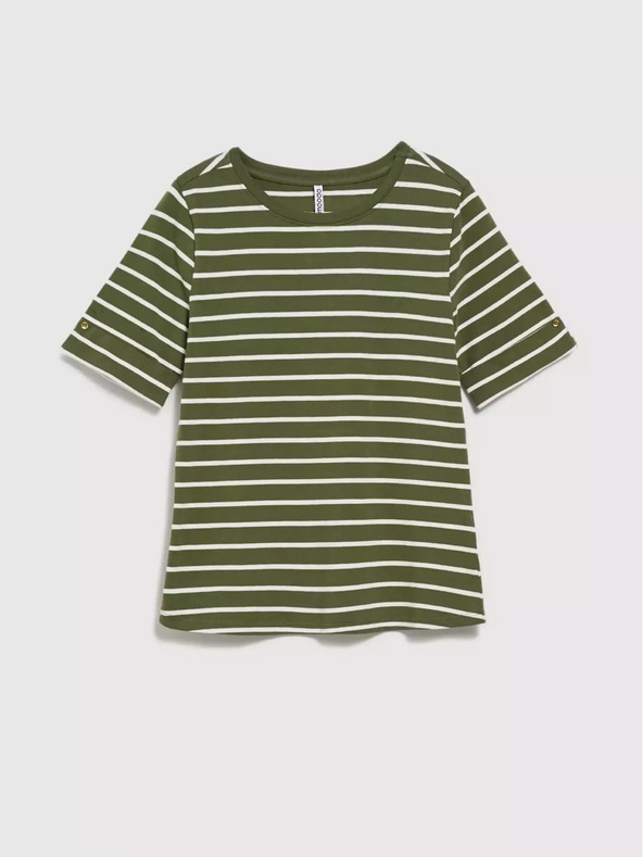 Moodo Khaki színű ing fehér csíkokkal és feltűrhető ujjakkal Moodo