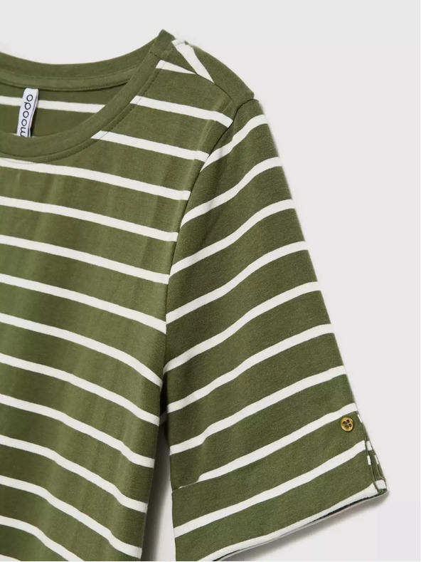 Moodo Khaki színű ing fehér csíkokkal és feltűrhető ujjakkal Moodo