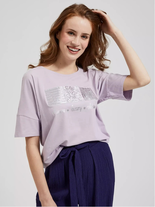 Moodo Világoslila flitteres póló Moodo