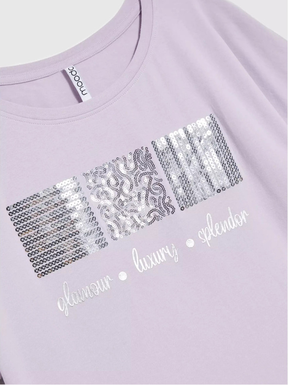 Moodo Világoslila flitteres póló Moodo