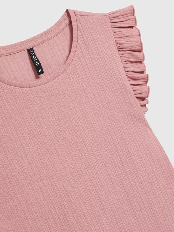 Moodo Régi rózsaszínű fodros ing a vállán Moodo