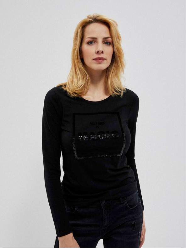 Moodo Fekete női blúz Moodo felirattal