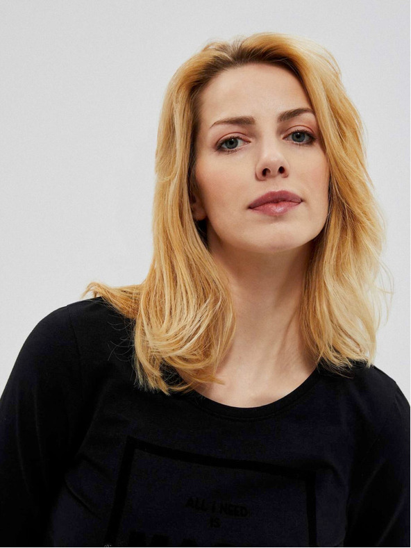 Moodo Fekete női blúz Moodo felirattal