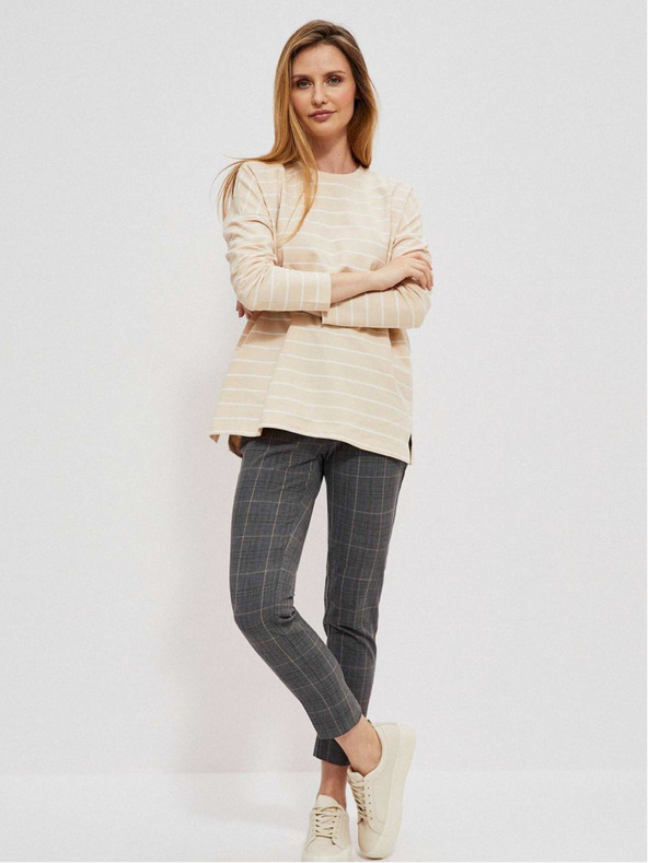 Moodo Fehér és bézs női csíkos póló Moodo