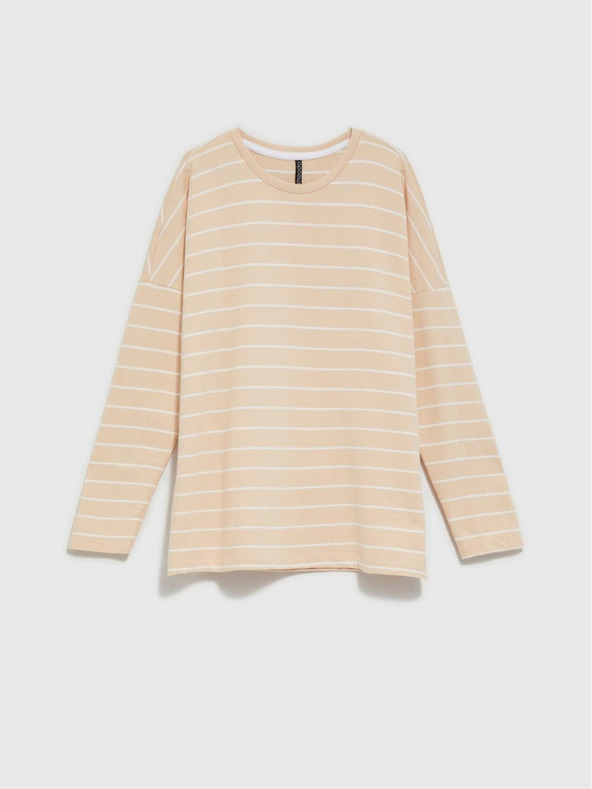 Moodo Fehér és bézs női csíkos póló Moodo