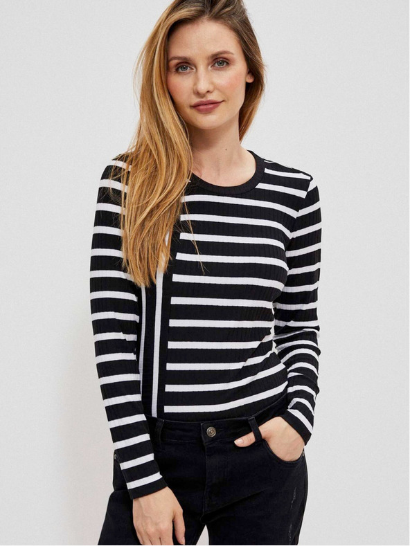 Moodo Fehér és fekete női csíkos póló Moodo