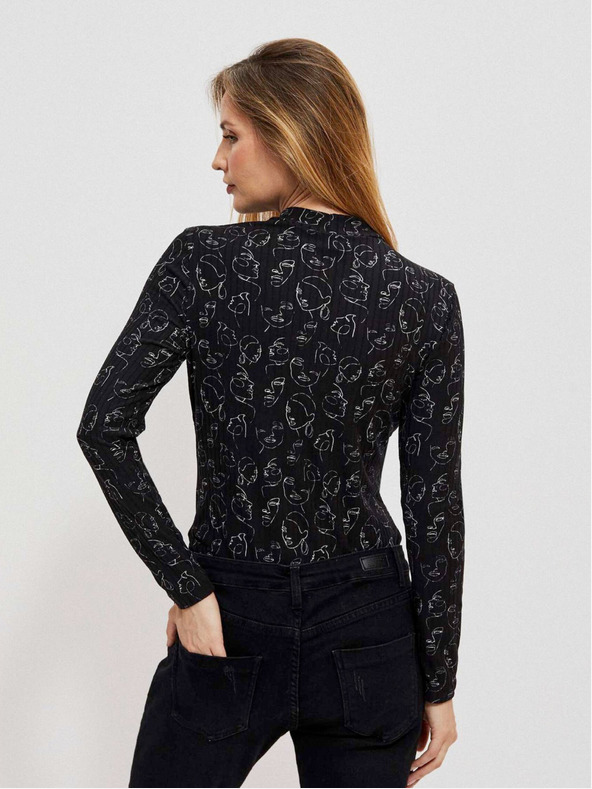 Moodo Fekete női mintás póló Moodo