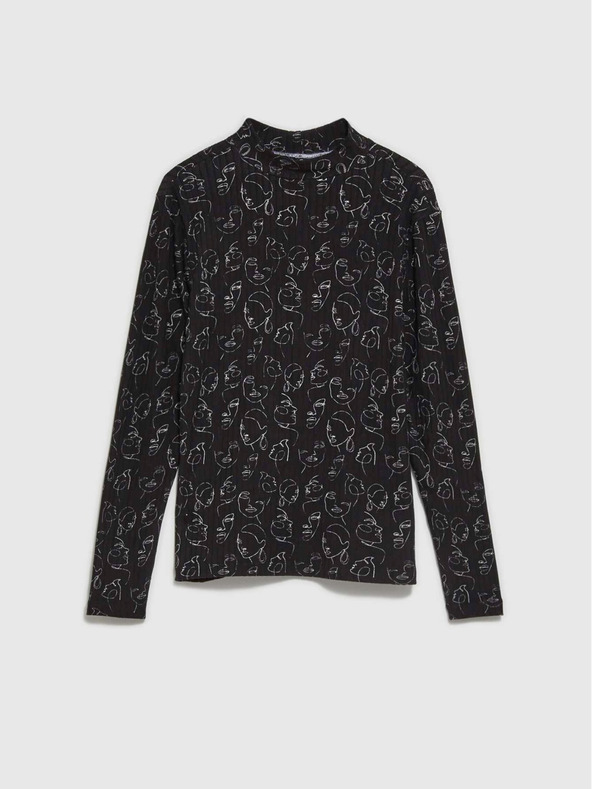 Moodo Fekete női mintás póló Moodo