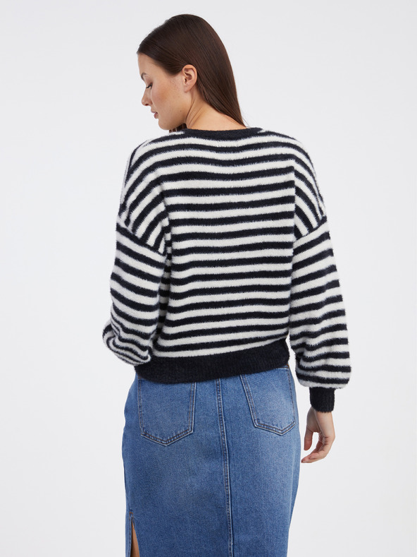 ONLY Fehér-fekete női csíkos pulóver ONLY Piumo Piumo