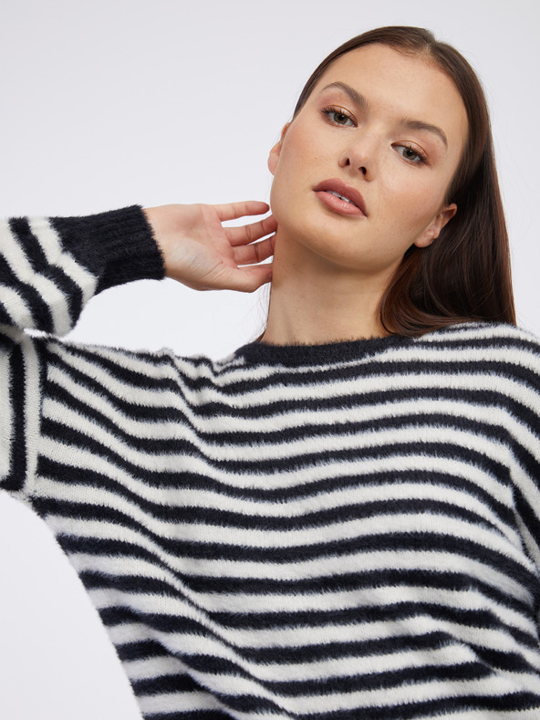 ONLY Fehér-fekete női csíkos pulóver ONLY Piumo Piumo