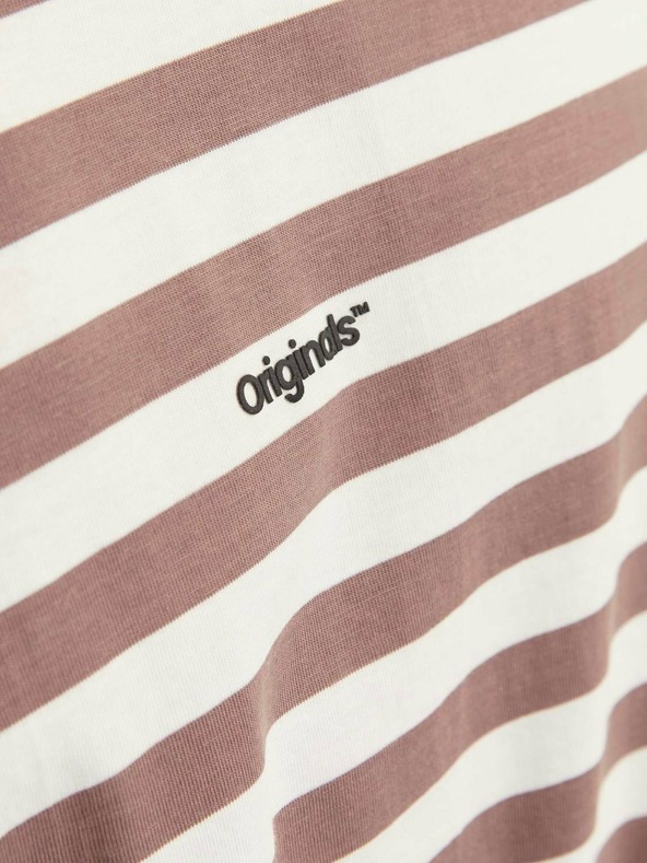 Jack & Jones Jack & Jones Férfi fehér és barna csíkos póló