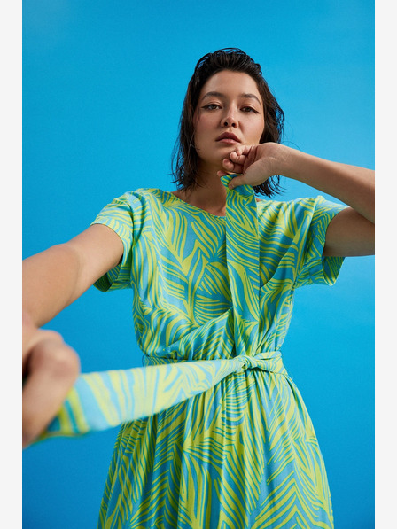 Moodo Türkiz ruha derék megkötővel Moodo