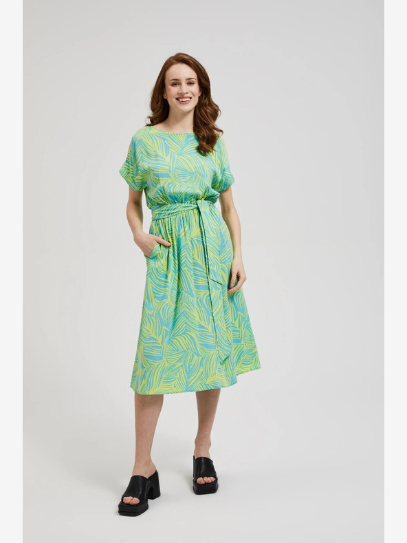 Moodo Türkiz ruha derék megkötővel Moodo