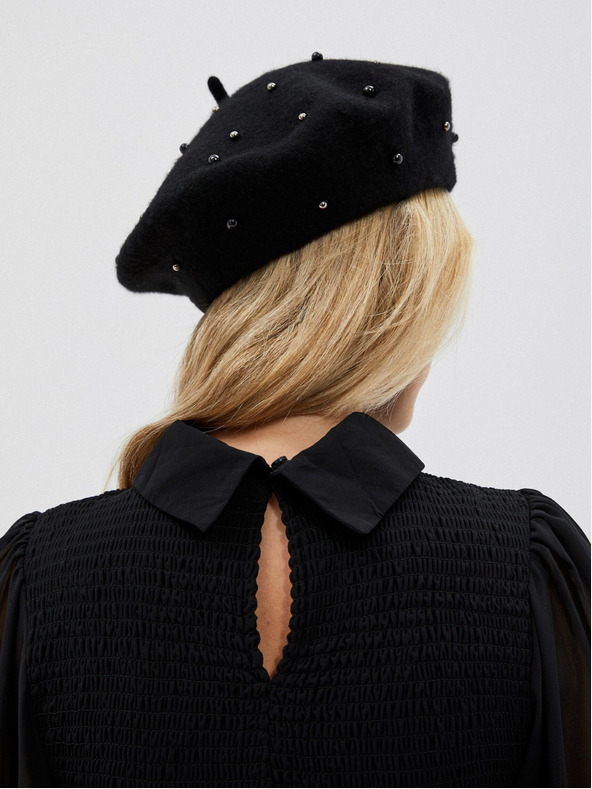 Moodo Fekete női ruha fodros ujjakkal Moodo