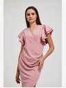 Moodo Rózsaszín ruha fodros ujjakkal Moodo