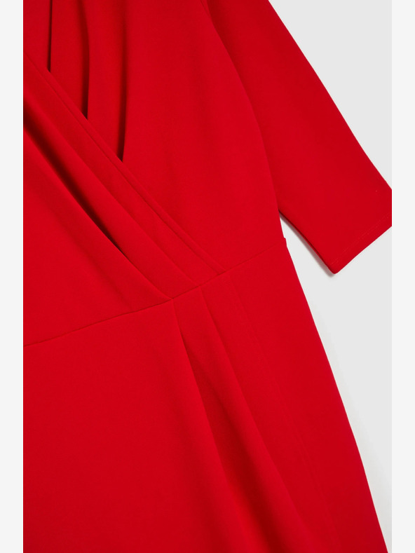 Moodo Piros midi ruha fodrokkal Moodo