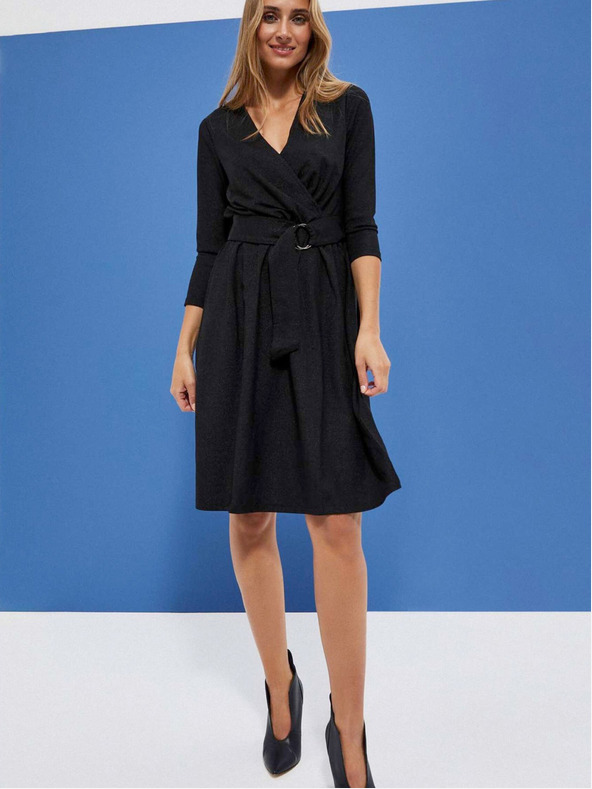 Moodo Fekete női öves ruha Moodo