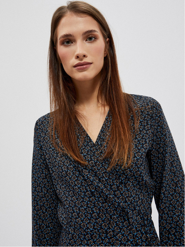 Moodo Fekete női mintás midi ruha Moodo