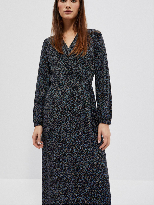 Moodo Fekete női mintás midi ruha Moodo