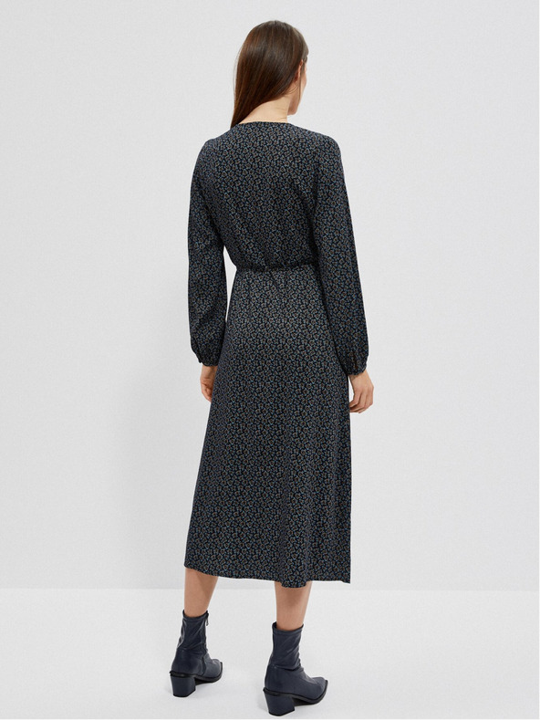 Moodo Fekete női mintás midi ruha Moodo