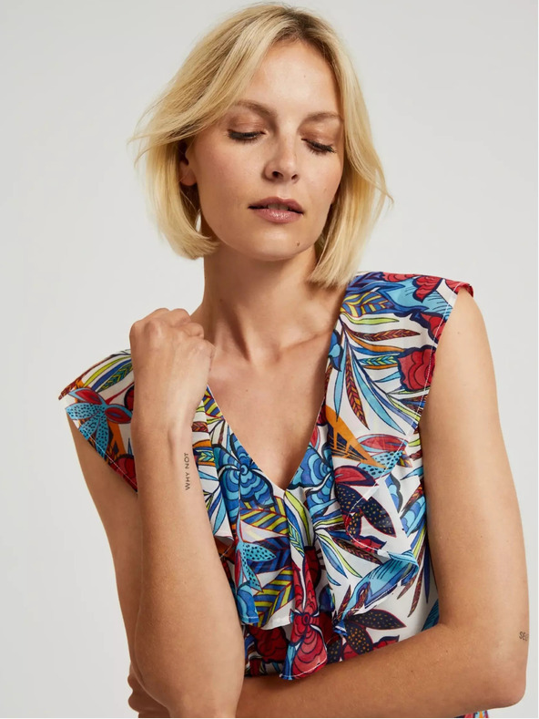 Moodo Piros és kék virágos midi ruha Moodo