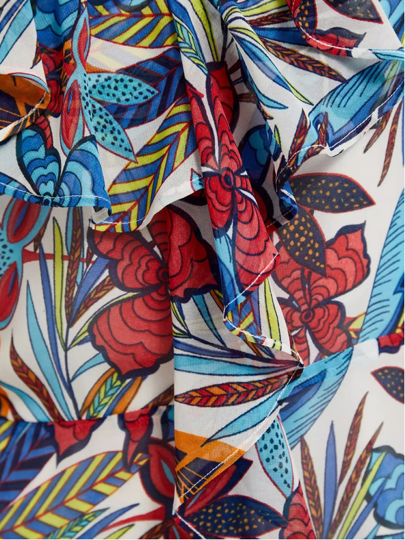 Moodo Piros és kék virágos midi ruha Moodo