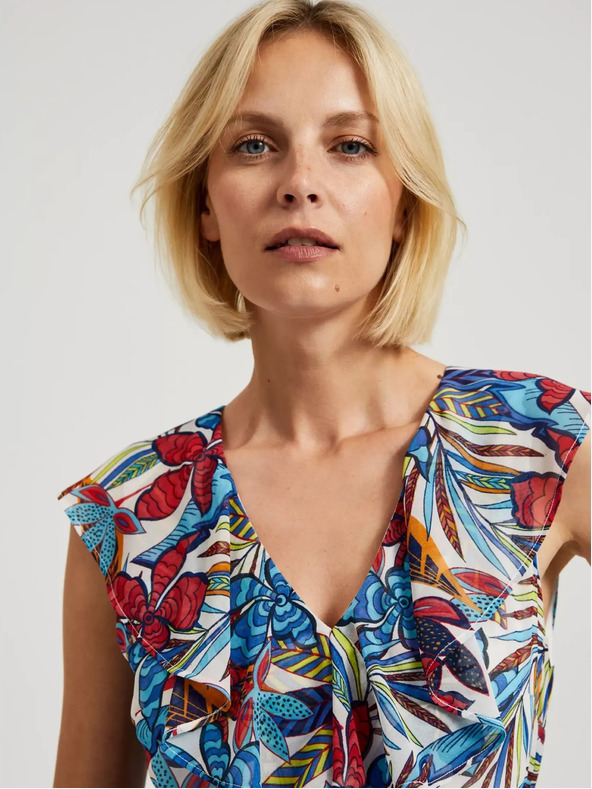 Moodo Piros és kék virágos midi ruha Moodo