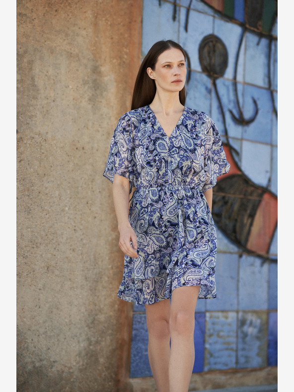 Moodo Kék mintás térdig érő ruha Moodo