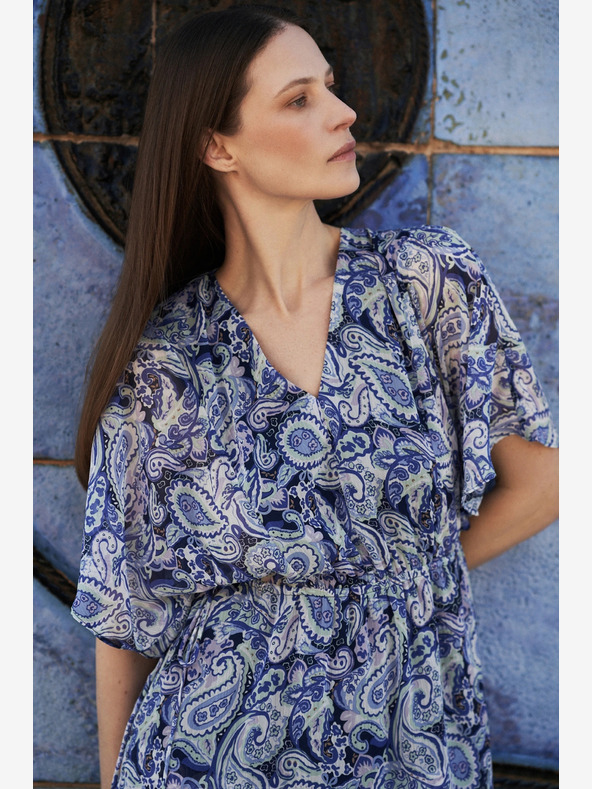 Moodo Kék mintás térdig érő ruha Moodo