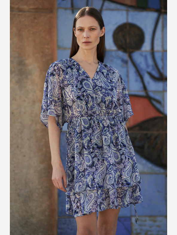 Moodo Kék mintás térdig érő ruha Moodo