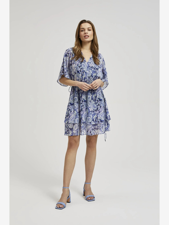 Moodo Kék mintás térdig érő ruha Moodo