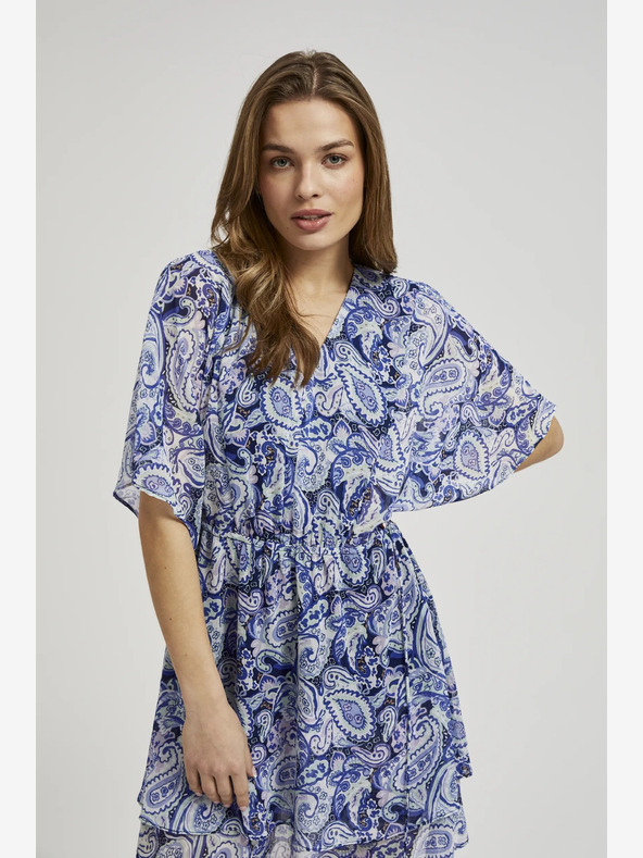 Moodo Kék mintás térdig érő ruha Moodo