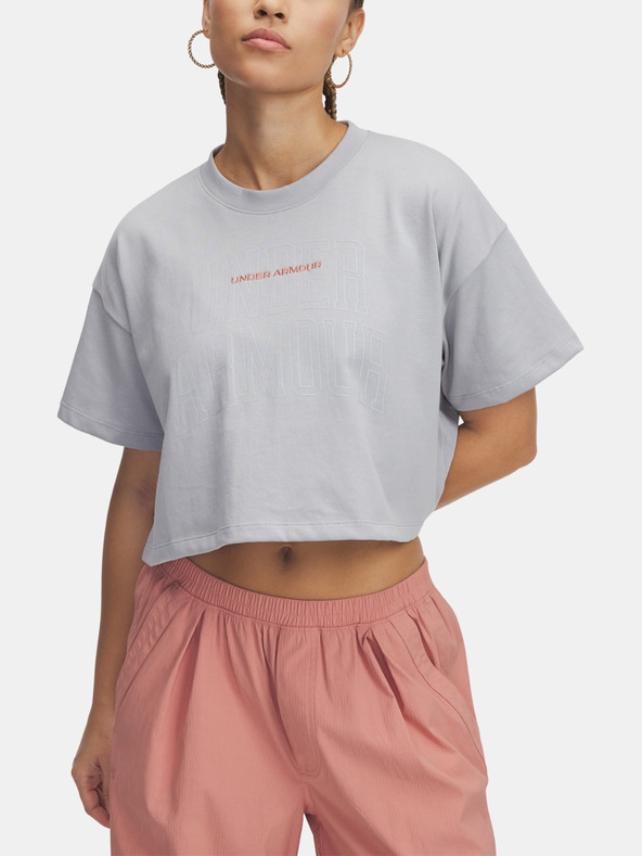 Under Armour Női póló Under Armour UA W VARSITY MIX HW SS CROP-GRY
