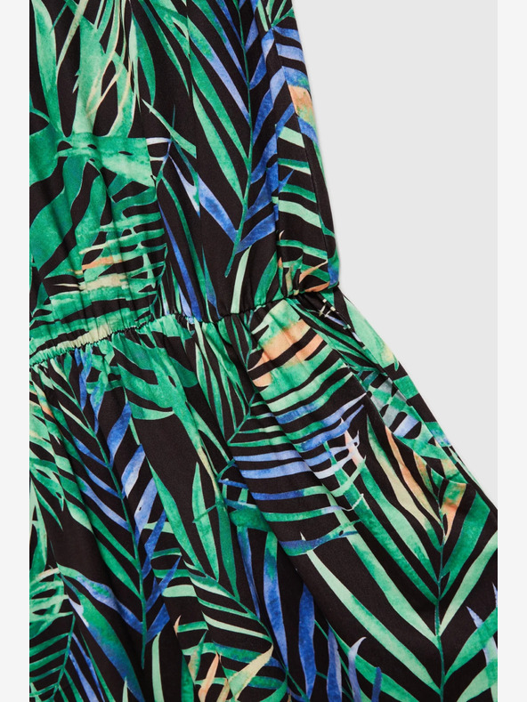 Moodo Türkiz és fekete mintás midi ruha Moodo