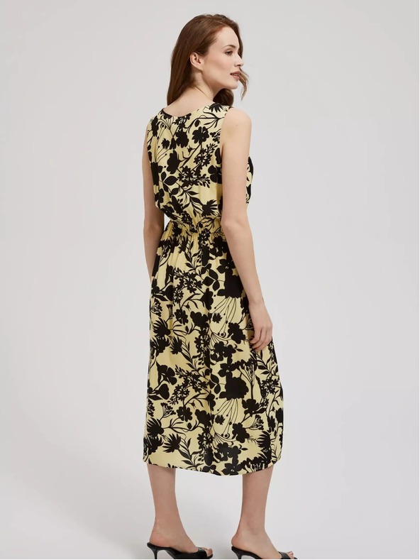 Moodo Sárga virágmintás midi ruha Moodo