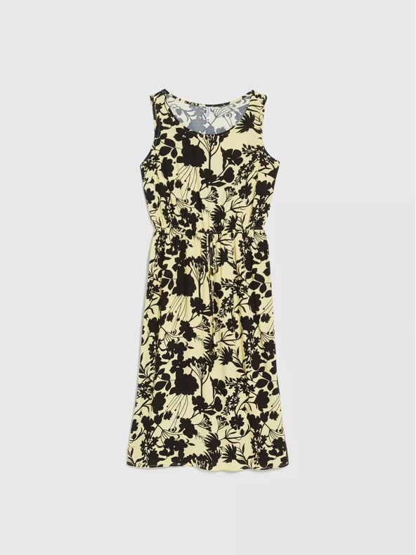 Moodo Sárga virágmintás midi ruha Moodo