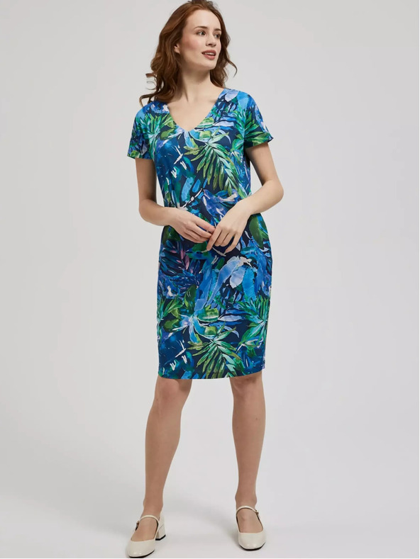 Moodo Kék trópusi mintás ruha Moodo