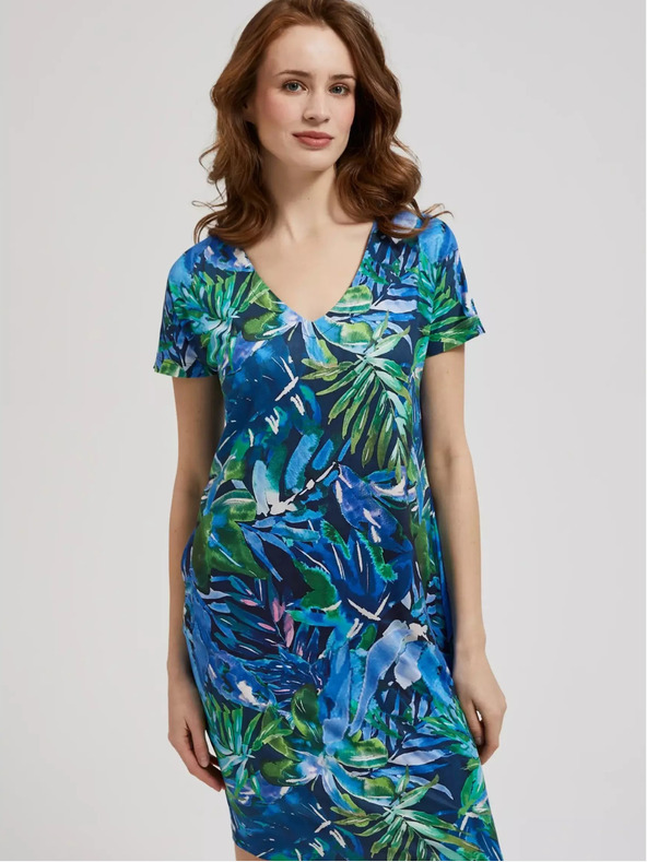 Moodo Kék trópusi mintás ruha Moodo