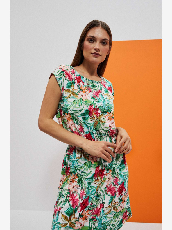 Moodo Zöld-fehér mintás ruha Moodo