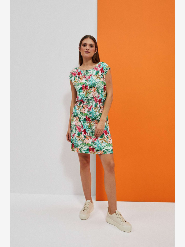 Moodo Zöld-fehér mintás ruha Moodo