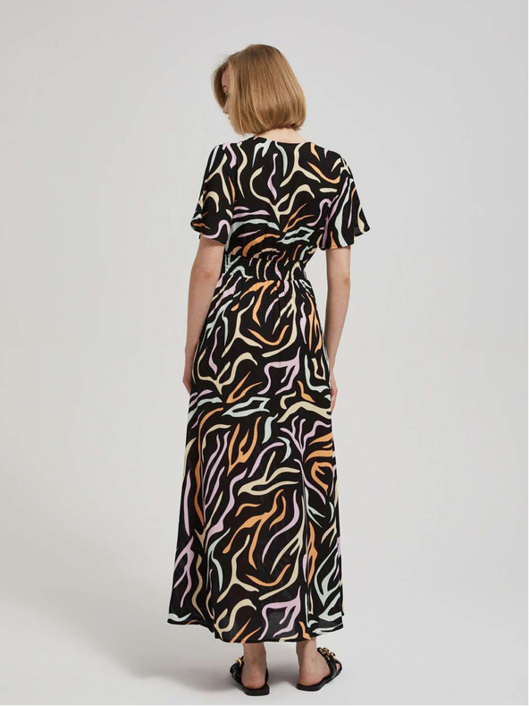 Moodo Fekete női mintás hosszú ruha Moodo