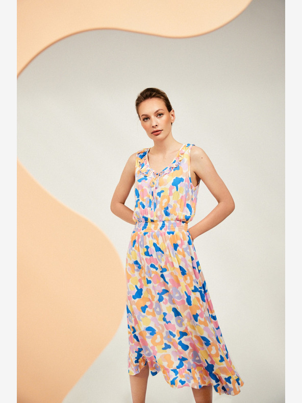 Moodo Krémszínű mintás ruha Moodo