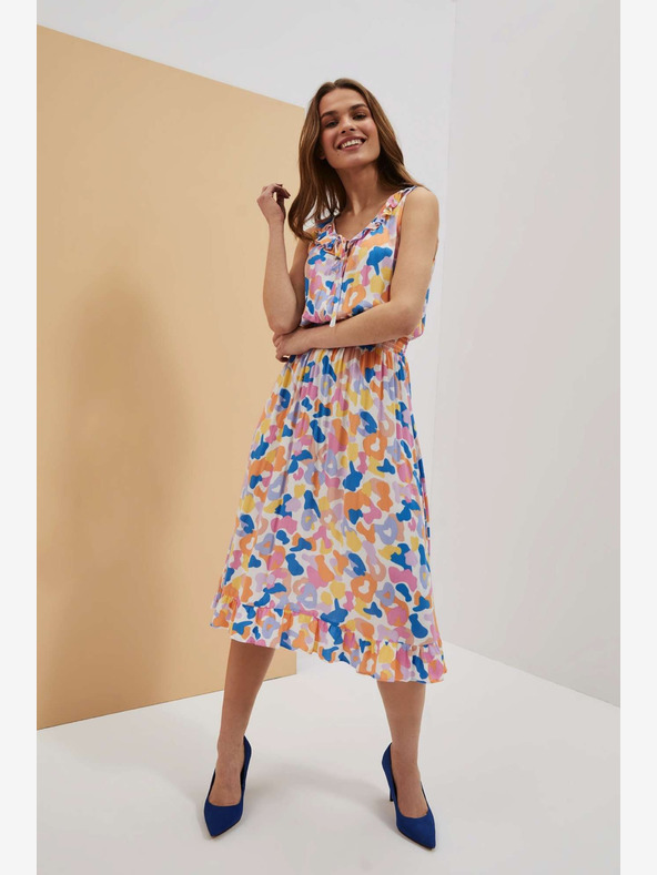 Moodo Krémszínű mintás ruha Moodo