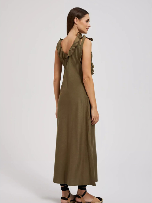 Moodo Zöld, fodros viszkózruha Moodo