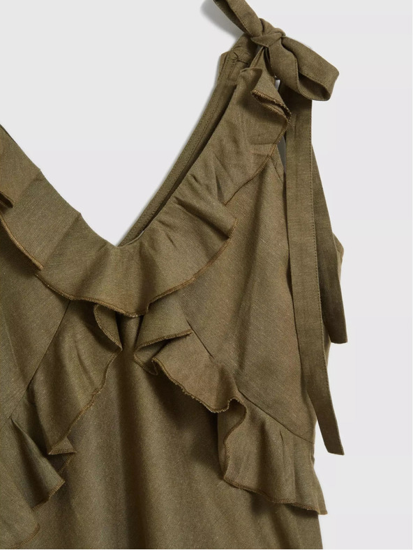 Moodo Zöld, fodros viszkózruha Moodo